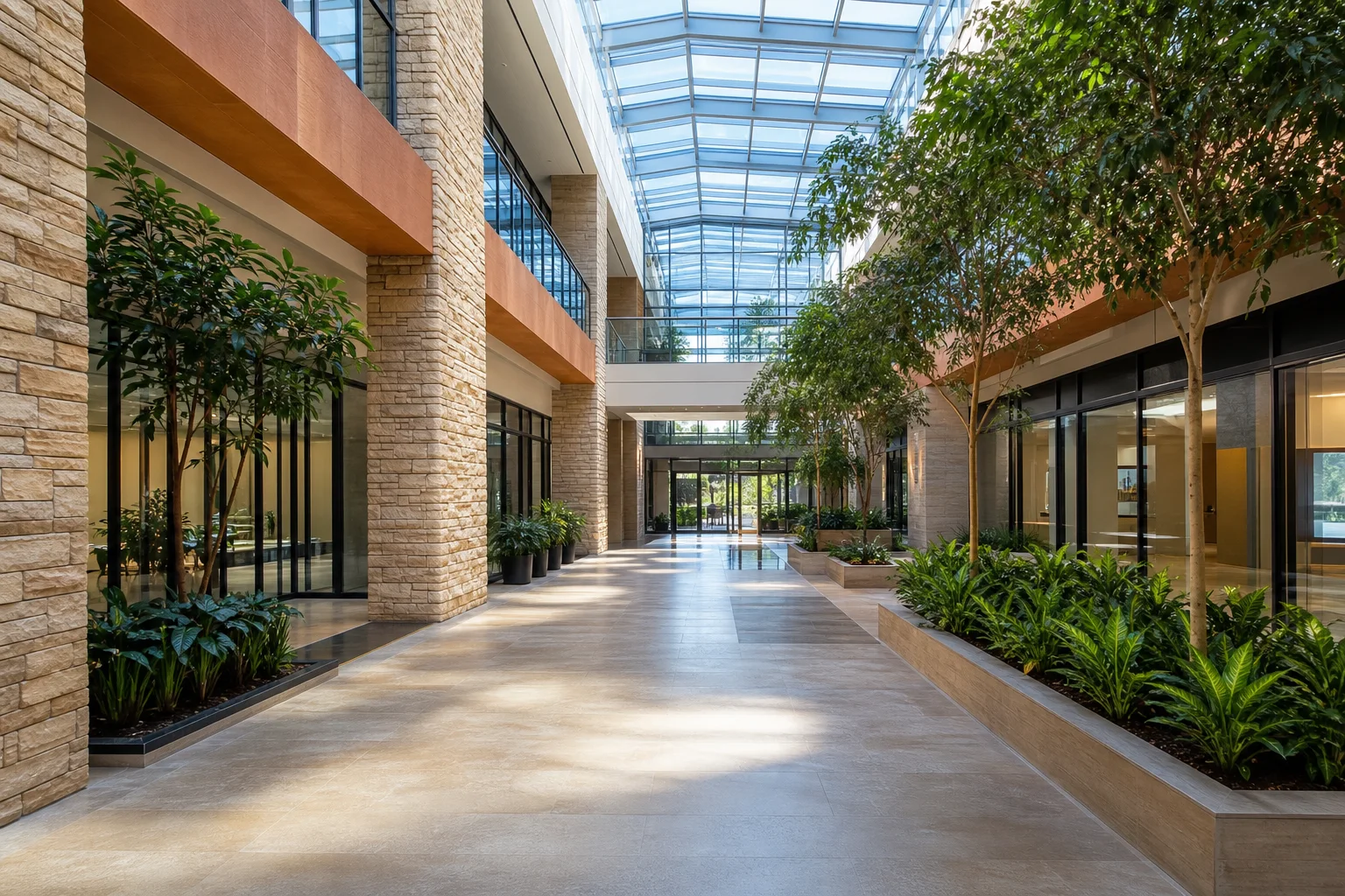 Mixed-use commercial atrium serving Elk Grove workplaces